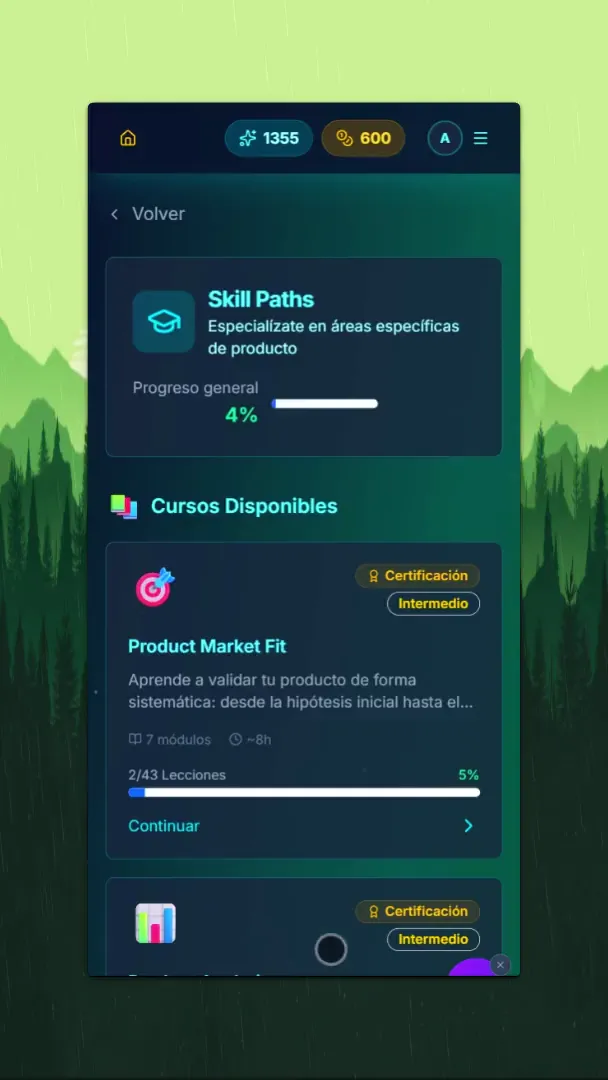 Demo de gameplay: la vista de usuario de Product Legends en móvil